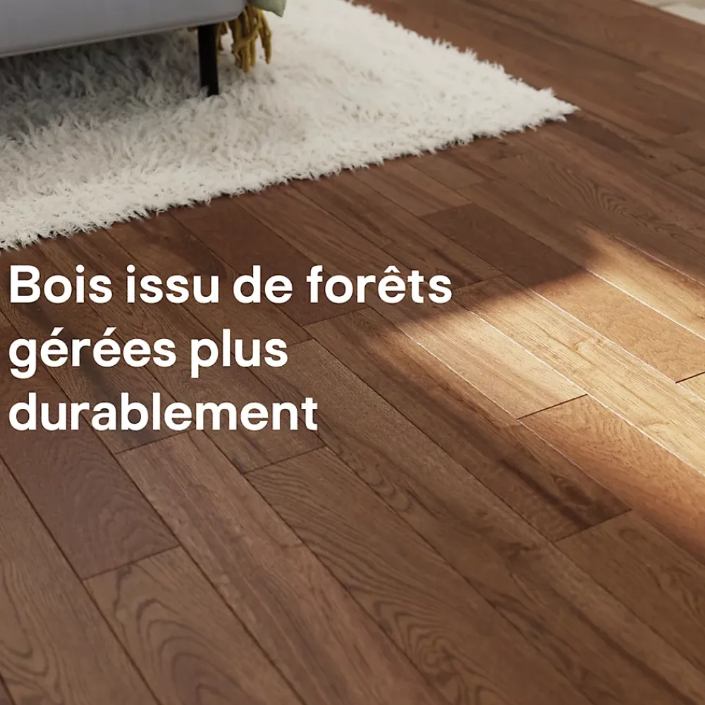GoodHome Parquet massif à coller Skara S en chêne verni brun- Parquet Massif|Voir Tous Les Parquets