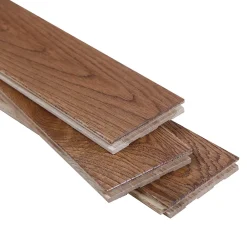 GoodHome Parquet Chevron|Parquet Massif<Parquet massif à coller Skara bâtons rompus en chêne verni brun