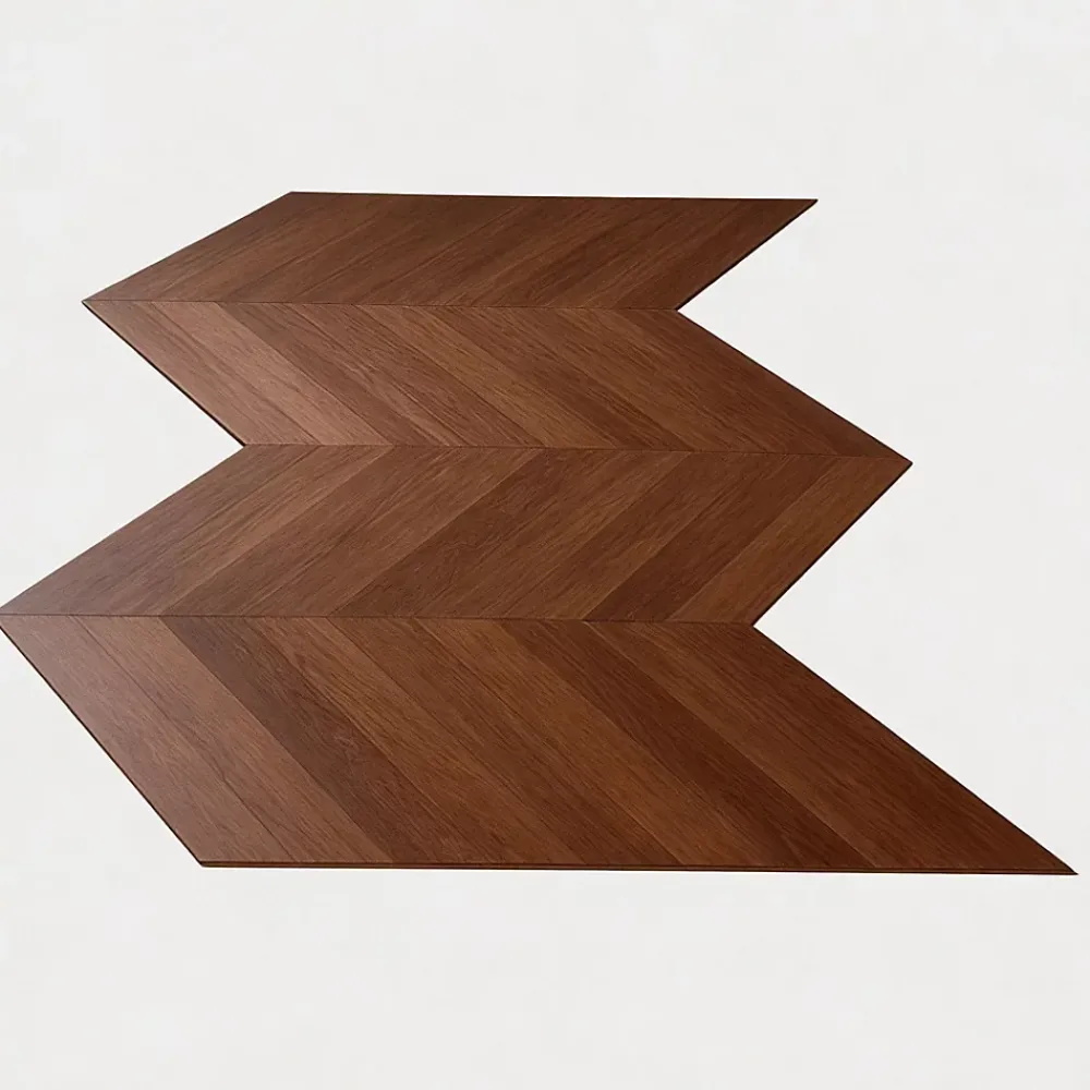 Dileci Parquet massif chêne français, Point de Hongrie / Chevron 600x120x15 mm, Teinte foncée Élégante -- Parquet Chevron|Voir Tous Les Parquets