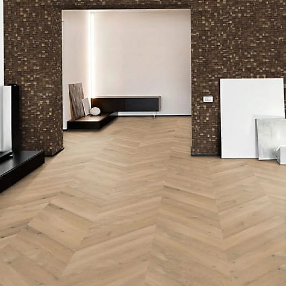 Premibel Parquet Parquet Point de Hongrie Chêne contrecollé verni brossé Rustique Invisible Glasgow 125x15X780mm - 4mm de couche d'usure- Parquet Contrecollé|Voir Tous Les Parquets