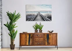 Mauro Ferretti Panneau Tasseau Bois<Peinture sur toile multicolore pontile cm 120x3,8x80
