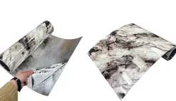 Ikhemalarka PET - PVC Film autocollant panneaux muraux 3D imitation marbre revetement en rouleau 60x300 cm decor aspect marbre (YP-245)- Panneau Mural Décoratif