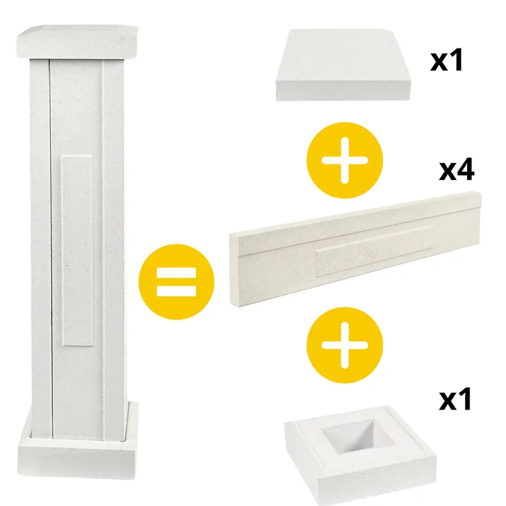 Prensimac Garde-Corps, Balustrade<PILIER BETON 115 cm - Lot de 6 - Dimensions : L 115 x l 24 cm - SERIE B78