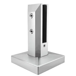MySystem Pince à verre de sol modèle 05 - Ep. verre 13,52 à 17,52 mm - sans perçage du verre - Inox 2205- Garde-Corps, Balustrade