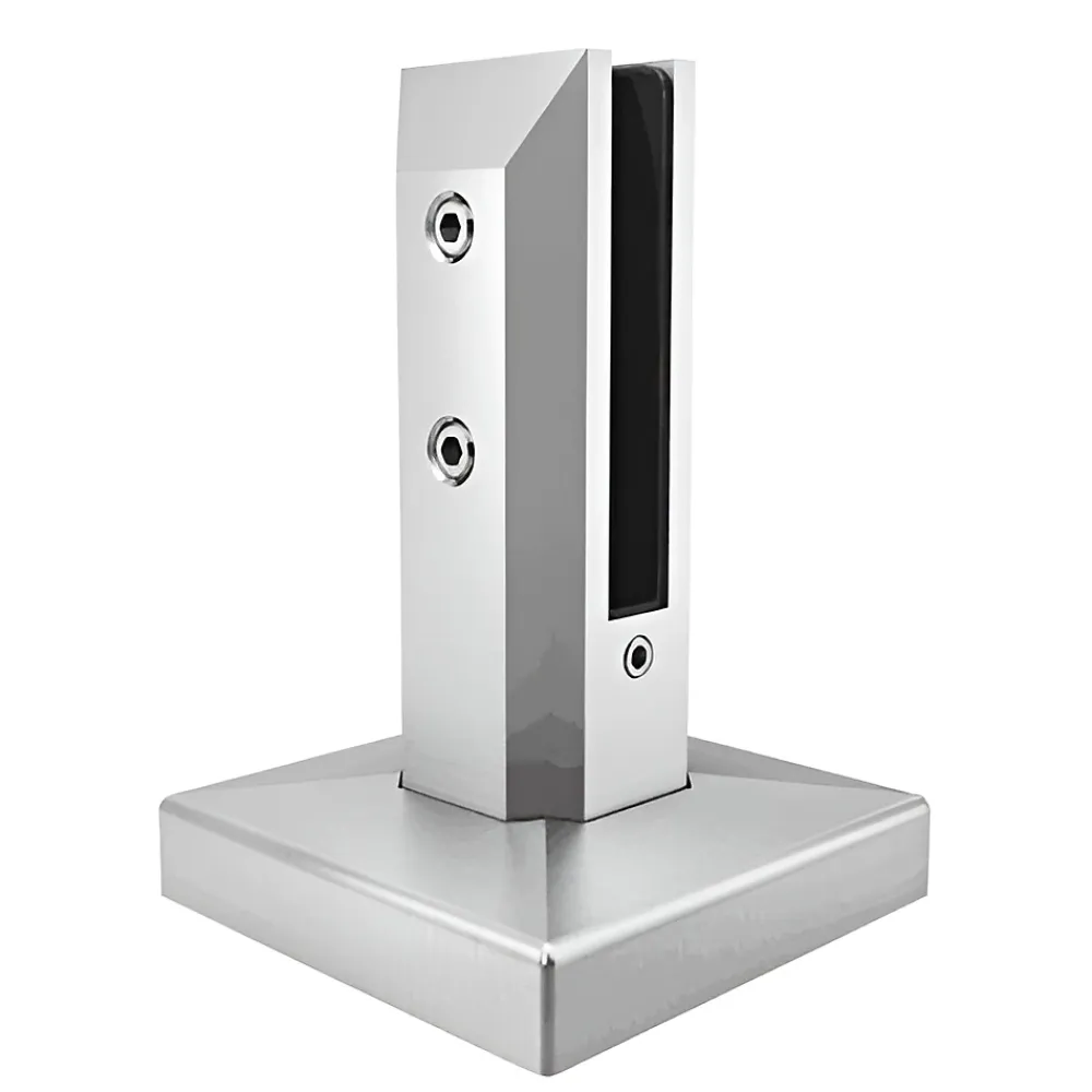 MySystem Pince à verre de sol modèle 05 - Ep. verre 13,52 à 17,52 mm - sans perçage du verre - Inox 2205- Garde-Corps, Balustrade