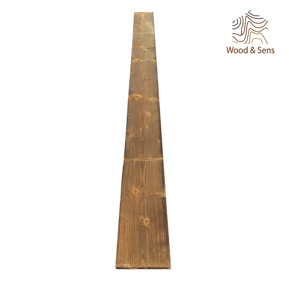 Wood&Sens Planche Rabotée Sapin Traité marron, L.240 x l.19,4 cm x Ep.27,5 mm- Planche De Bois