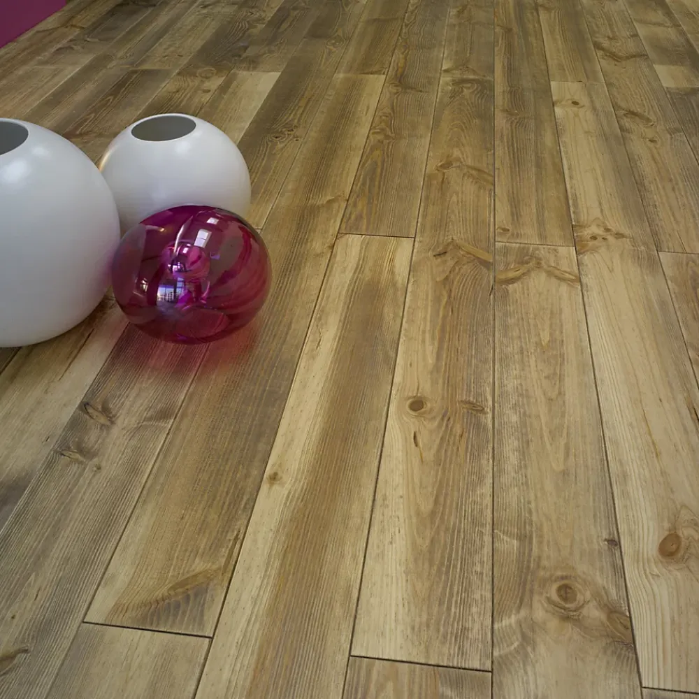 Plancher massif à clouer pin maritime coloris miel l. 17 x ép.2,1 cm- Plancher Bois|Plancher Bois