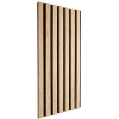 Decoon Panneau Tasseau Bois<Plaque murale tasseaux 60 x 30 x 1,9 cm - Lattes chêne clair véritable fond noir 0,18m²