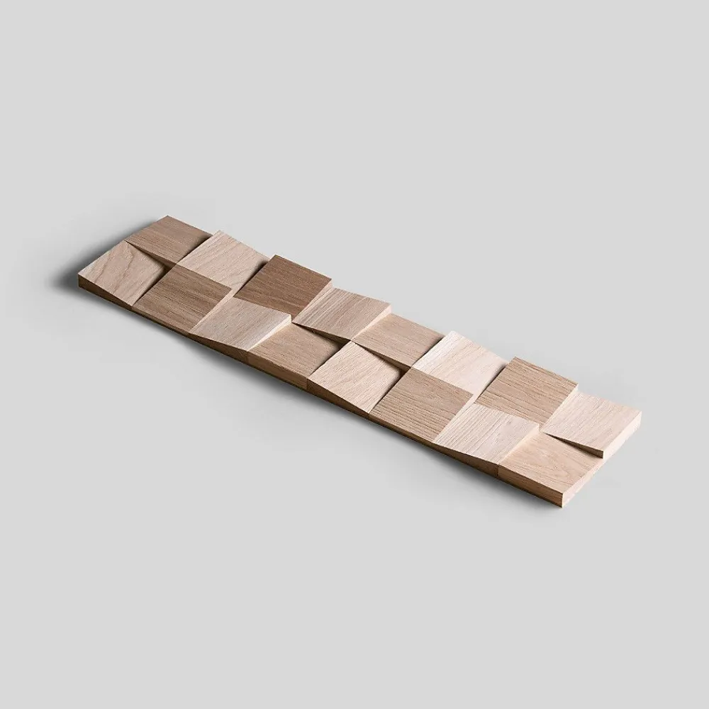 Wwd Plaquette de parement en bois massif effet 3D DOMINUS - Chêne - 60 x 15 cm - 11 panneaux - 1m²- Plaquette De Parement|Plaquette De Parement