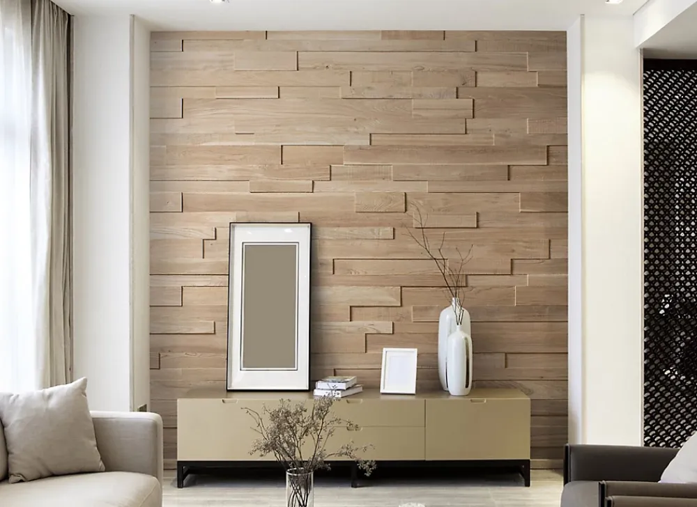 Wwd Plaquette De Parement|Plaquette De Parement<Plaquette de parement en bois massif effet 3D OZO RUSTIC - Chêne - 59/32/14 x 10/8/6 cm - 108 planches - 3m²