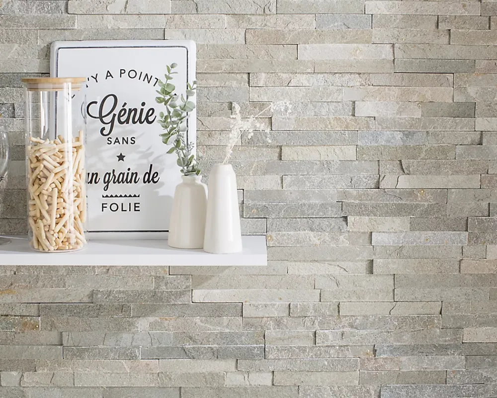 Plaquette De Parement|Plaquette De Parement<Plaquette de parement Slim 2 pierre naturelle gris clair (vendue au carton)