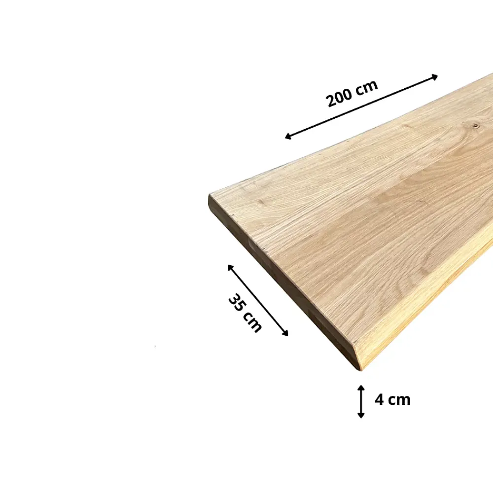 Wood&Sens Plateau banc Chêne Pré-huilé Bords Naturels, L.200 cm x l.35 cm, Ep. 40 mm- Plateau De Table