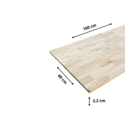 Wood&Sens Plateau De Table<Plateau de Table Chêne Massif Abouté, L.160 cm x l.80 cm, Ep. 22 mm