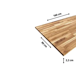 Wood&Sens Plateau De Table<Plateau de Table Chêne Massif Abouté Pré-huilé, L.160 cm x l.80 cm, Ep. 22 mm