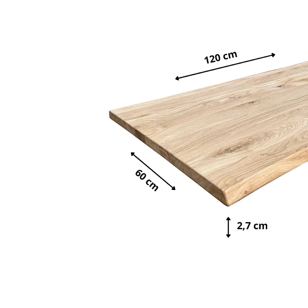 Wood&Sens Plateau De Table<Plateau de Table Chêne Rustique Pré-huilé Bord Naturel, L.120 cm x l.60 cm, Ep.27 mm