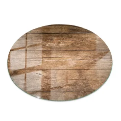 Tulup Plateau En Verre<Plateau en verre trempé fi100 cm Structure de planches en bois