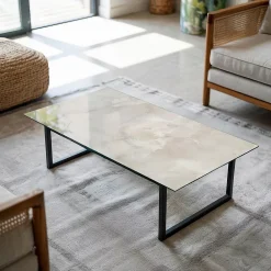 Tulup Plateau en verre trempé 120x60 cm Motif texturé de marbre- Plateau En Verre