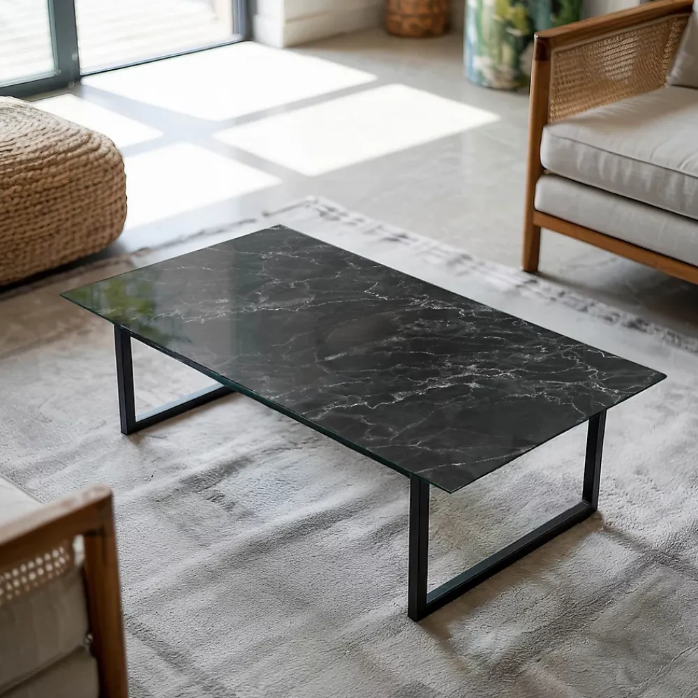 Tulup Plateau En Verre<Plateau en verre trempé 140x70 cm Motif de marbre veiné
