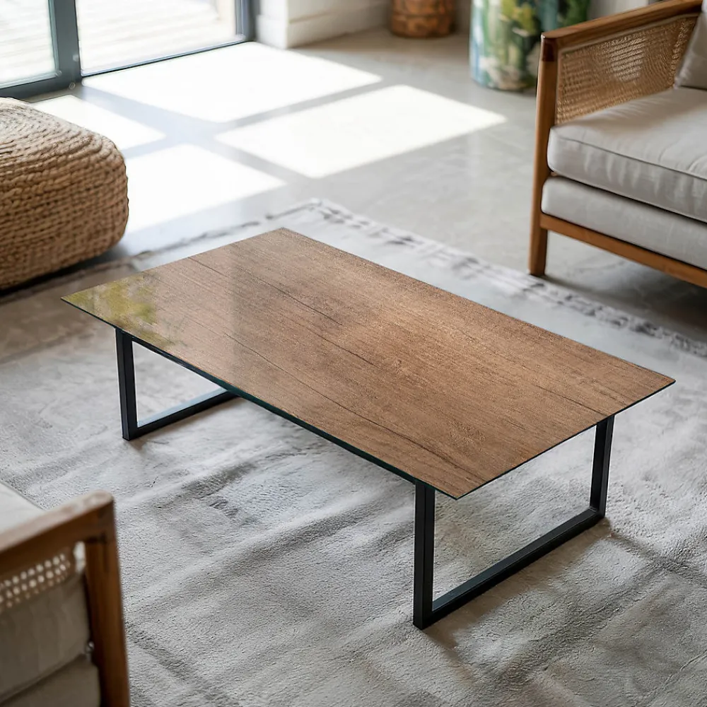 Tulup Plateau En Verre<Plateau en verre trempé 140x70 cm Motif naturel du bois