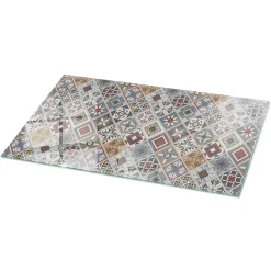 Tulup Plateau en verre trempé 100x50 cm Motif mosaïque avec ornements- Plateau En Verre