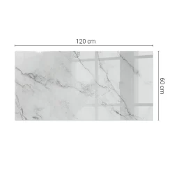 Tulup Plateau en verre trempé 120x60 cm Motif de surface en marbre- Plateau En Verre