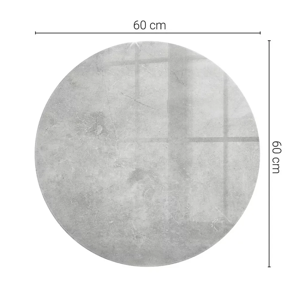 Tulup Plateau En Verre<Plateau en verre trempé fi60 cm Texture de béton avec fissures