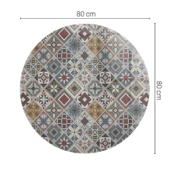 Tulup Plateau En Verre<Plateau en verre trempé fi80 cm Motif mosaïque avec ornements