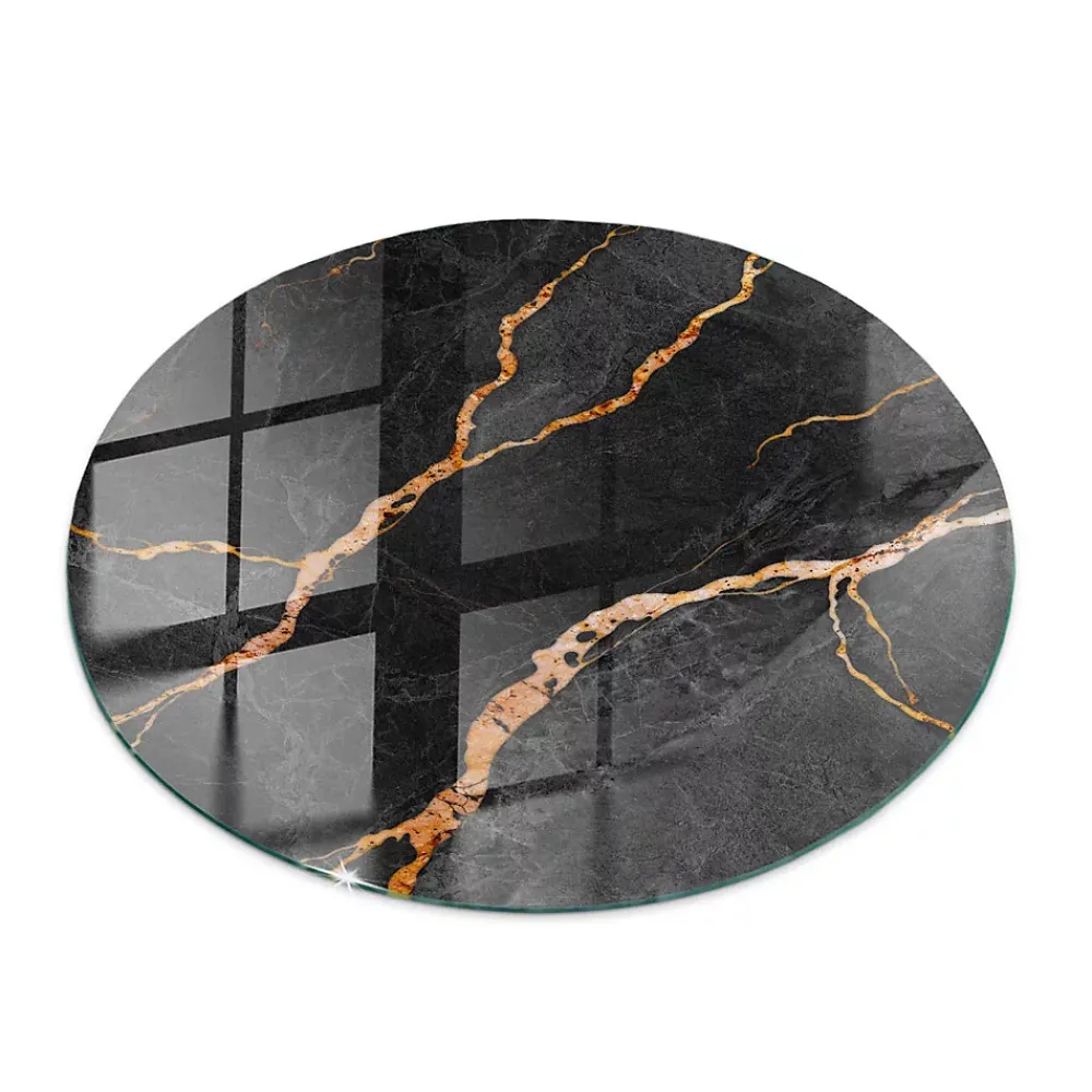 Tulup Plateau En Verre<Plateau en verre trempé fi50 cm Motif marbré avec veines