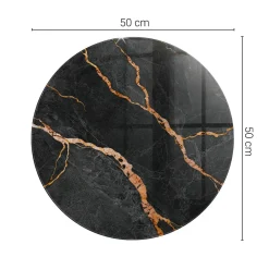 Tulup Plateau En Verre<Plateau en verre trempé fi50 cm Motif marbré avec veines