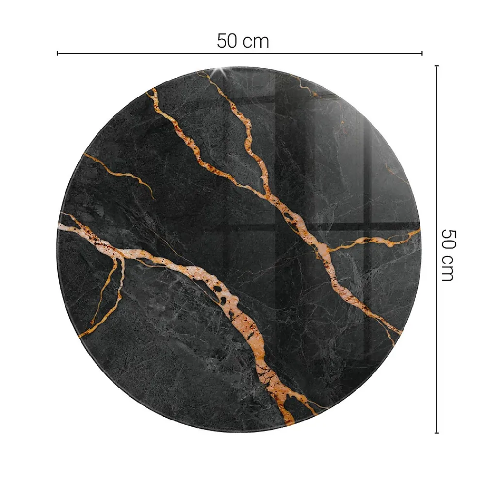 Tulup Plateau En Verre<Plateau en verre trempé fi50 cm Motif marbré avec veines