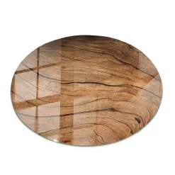 Tulup Plateau En Verre<Plateau en verre trempé fi60 cm Motif bois