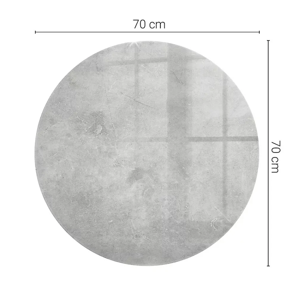 Tulup Plateau En Verre<Plateau en verre trempé fi70 cm Texture de béton avec fissures