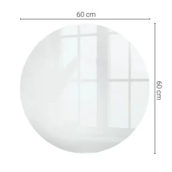Tulup Plateau en verre trempé fi60 cm Couleur blanche lisse- Plateau En Verre