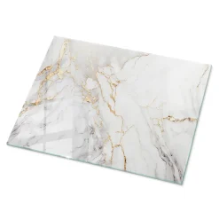 Tulup Plateau en verre trempé 80x60 cm Marbre élégant avec veines- Plateau En Verre