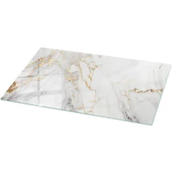 Tulup Plateau en verre trempé 120x60 cm Marbre élégant avec veines- Plateau En Verre