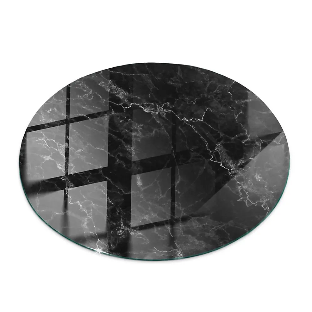 Tulup Plateau En Verre<Plateau en verre trempé fi70 cm Motif de marbre veiné
