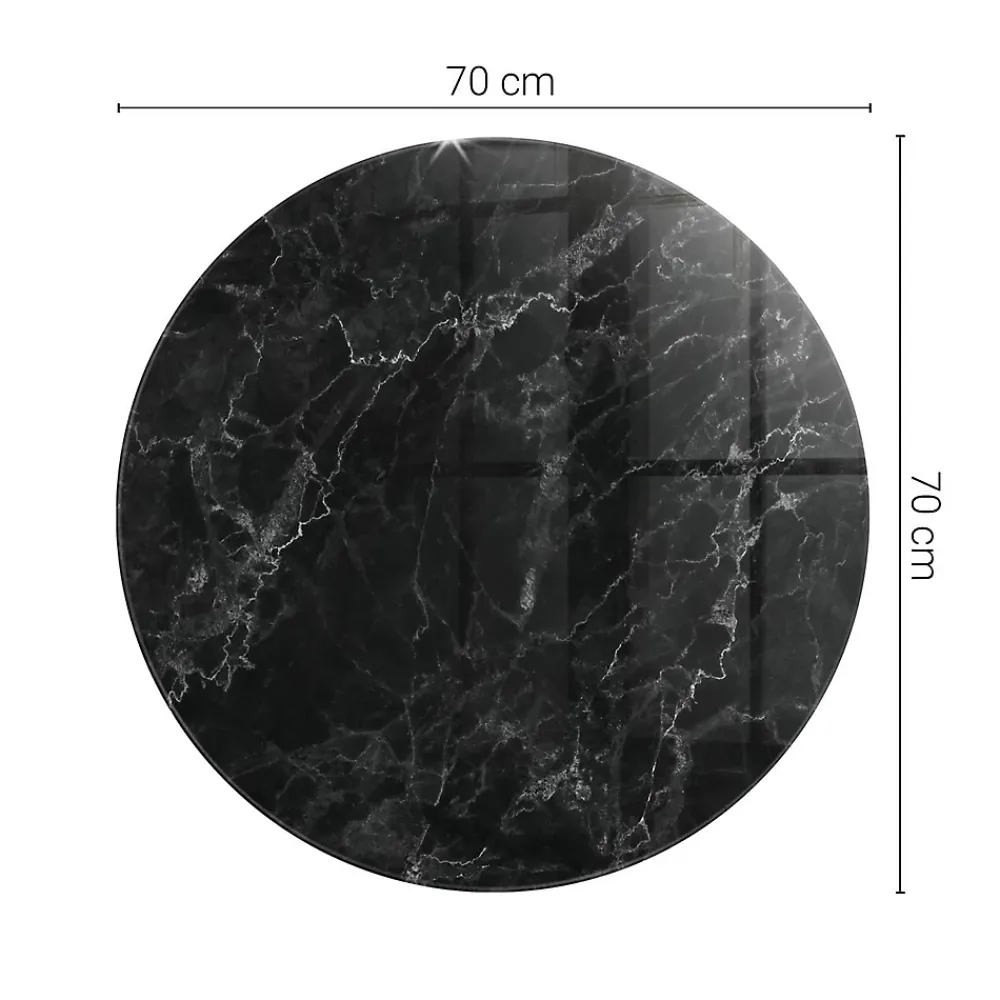Tulup Plateau En Verre<Plateau en verre trempé fi70 cm Motif de marbre veiné