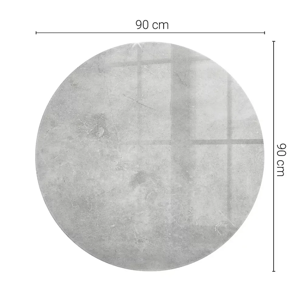 Tulup Plateau En Verre<Plateau en verre trempé fi90 cm Texture de béton avec fissures