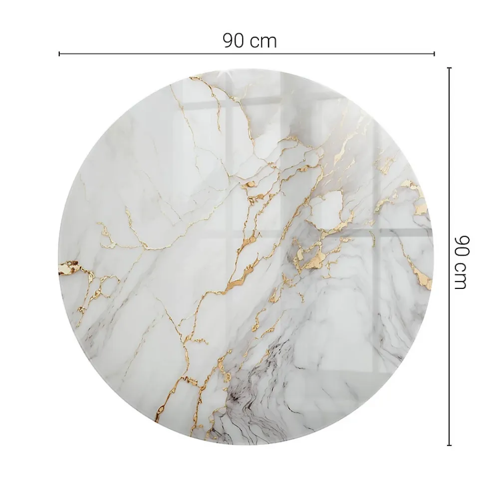 Tulup Plateau En Verre<Plateau en verre trempé fi90 cm Marbre élégant avec veines