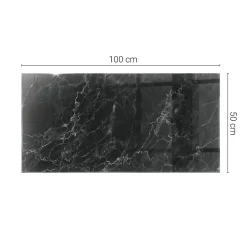 Tulup Plateau en verre trempé 100x50 cm Motif de marbre veiné- Plateau En Verre