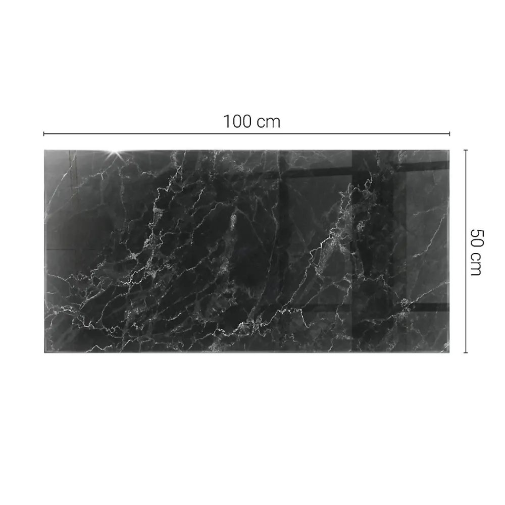 Tulup Plateau en verre trempé 100x50 cm Motif de marbre veiné- Plateau En Verre