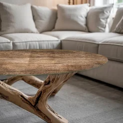 Tulup Plateau En Verre<Plateau en verre trempé fi90 cm Structure de planches en bois