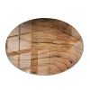 Tulup Plateau en verre trempé fi80 cm Motif bois- Plateau En Verre