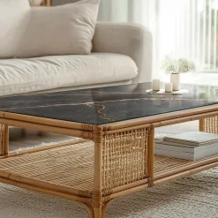 Tulup Plateau en verre trempé 120x60 cm Motif marbré avec veines- Plateau En Verre