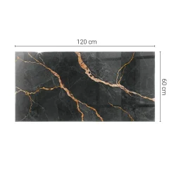 Tulup Plateau en verre trempé 120x60 cm Motif marbré avec veines- Plateau En Verre