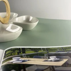 Restootab Plateau rond 120cm couleur vert celadon chants imitation bois -- Panneau Bois, Osb, Mdf
