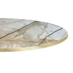 Restootab Plateau rond 120cm decor marbre calcuta chants laiton -- Panneau Bois, Osb, Mdf