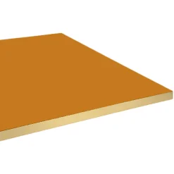 Restootab Plateau 70x70 couleur ocre maggese chants laiton -- Panneau Bois, Osb, Mdf
