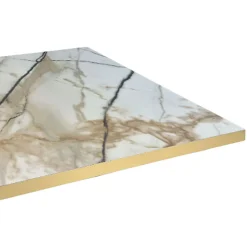 Restootab Panneau Bois, Osb, Mdf<Plateau 60x60 decor marbre calcuta chants laiton -