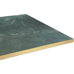 Restootab Plateau 90x90 decor marbre jade chants laiton -- Panneau Bois, Osb, Mdf